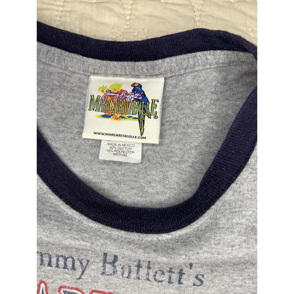 Margaritaville Graphic T-Shirt Mens Medium Grey Excellent Jimmy Buffett Ringer - Picture 3 of 5